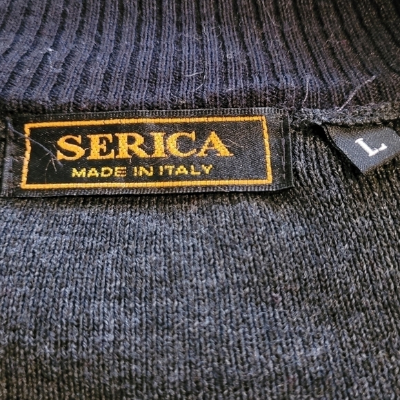 SERICA Striped Men's 1/4 Zip Sweater, Made in Italy, Size Large - Picture 7 of 10